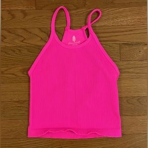 Free People MOVEMENT Happiness Runs Long Crop Tank HOT PINK XS/S M/L NWOT